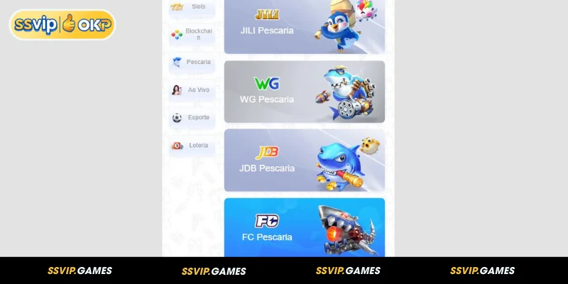 Lobby de SSVIP Pescaria disponível na plataforma